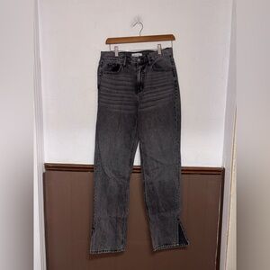 Cello | Black Straight Leg Slit Jeans